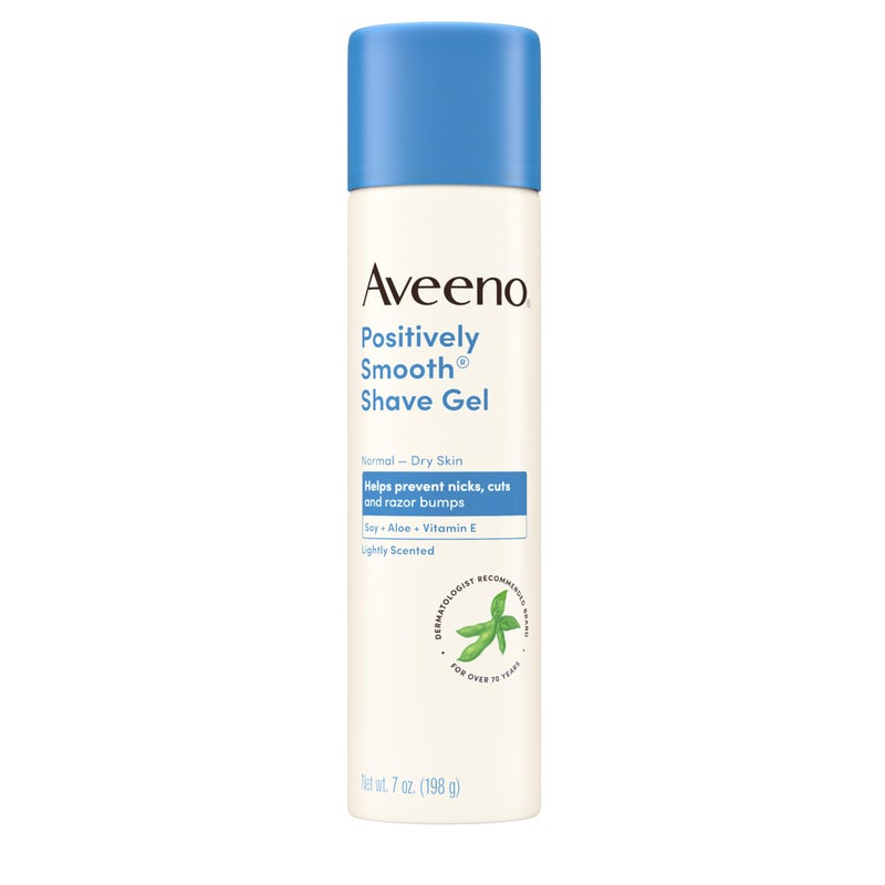 Aveeno Positively Smooth Moisturizing Shave Gel with Soy, Aloe & Vitamin E helps Prevent Nicks, Cuts & Razor Bumps, Creamy Shave Gel for a Close, Smooth Shave, Lightly Fragranced, 7 oz, 6 Pack - Image 2