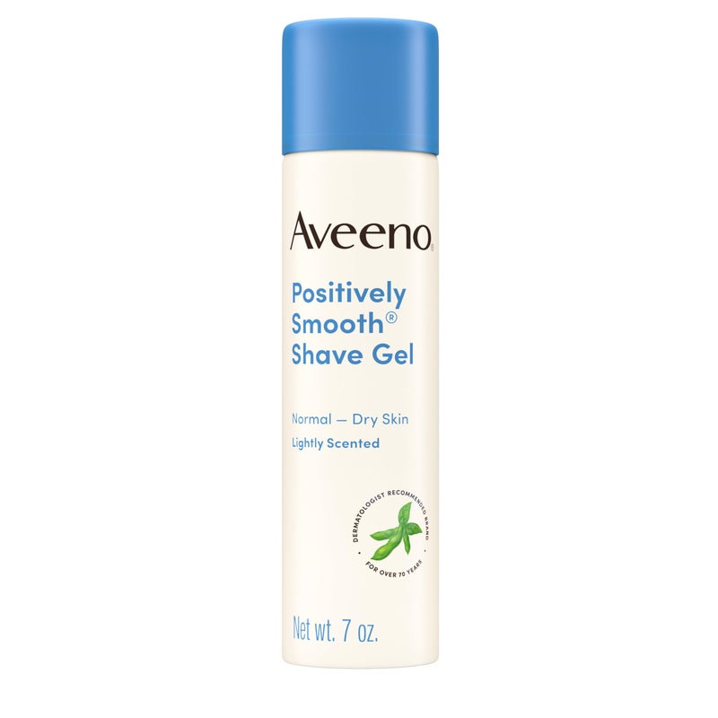Aveeno Positively Smooth Moisturizing Shave Gel with Soy, Aloe & Vitamin E helps Prevent Nicks, Cuts & Razor Bumps, Creamy Shave Gel for a Close, Smooth Shave, Lightly Fragranced, 7 oz, 6 Pack - Image 1