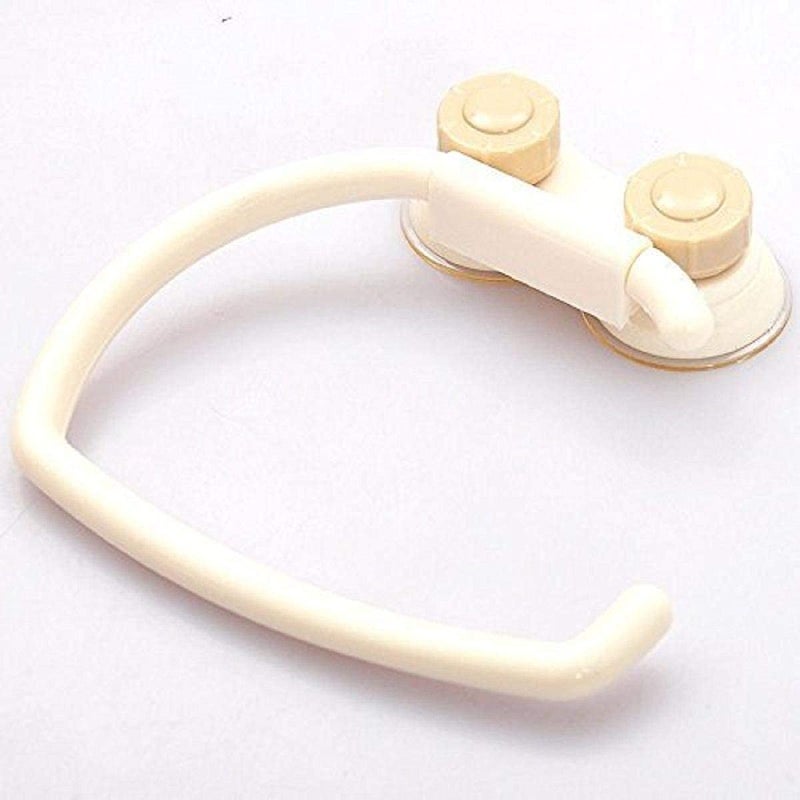 WENGTY WENGTY Self Adhesive KitchenBathroom Plastic Napkin Toilet Paper Holder No Drill Washable Reusable Towel Ring Open Half Towel Hanger Rack White  - Image 2