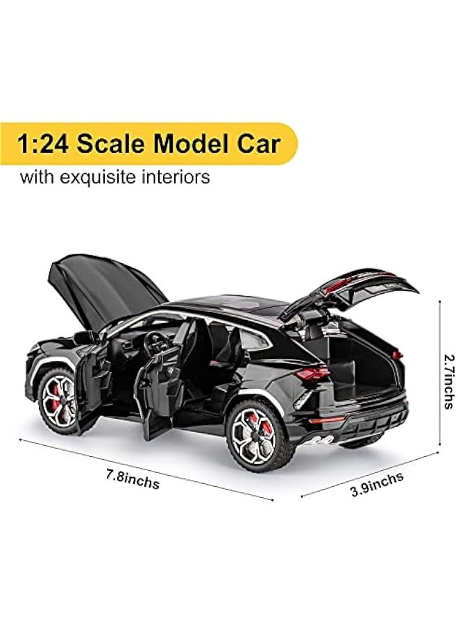 اس اي اس بي اس سي لعبة سيارات لامبو اوروس للاولاد بعمر 3 سنوات فما فوق، سيارات للاولاد بعمر 3 و4 و5 و6 و7 و8 سنوات، سيارة معدنية مصبوبة بمقياس 1:24 مع ضوء واصوات لهدايا ال واعياد الميلاد (اسود، - Image 4