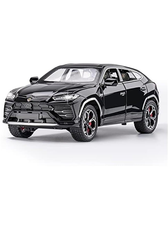 اس اي اس بي اس سي لعبة سيارات لامبو اوروس للاولاد بعمر 3 سنوات فما فوق، سيارات للاولاد بعمر 3 و4 و5 و6 و7 و8 سنوات، سيارة معدنية مصبوبة بمقياس 1:24 مع ضوء واصوات لهدايا ال واعياد الميلاد (اسود، - Image 1