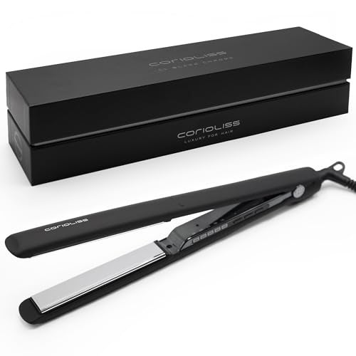 Corioliss C3 Hair Straightener Flat Iron Professional for Hair Titanium Plates Control Temperature Women (Black Chrome Soft Touch) - Image 1