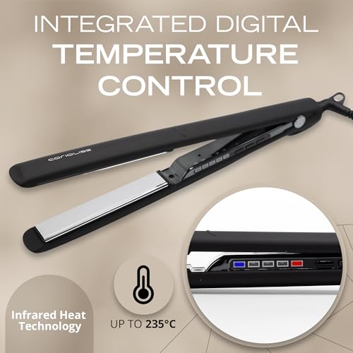Corioliss C3 Hair Straightener Flat Iron Professional for Hair Titanium Plates Control Temperature Women (Black Chrome Soft Touch) - Image 3