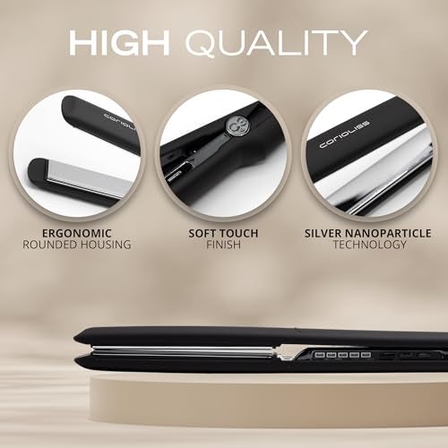 Corioliss C3 Hair Straightener Flat Iron Professional for Hair Titanium Plates Control Temperature Women (Black Chrome Soft Touch) - Image 4