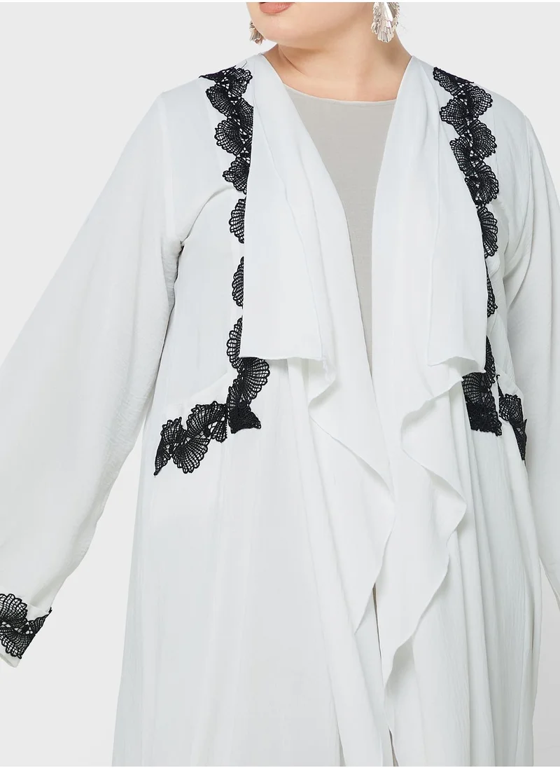 Hayas Closet Curve Waterfall Trim Abaya