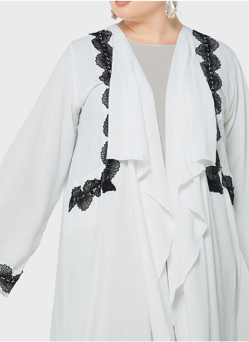 Hayas Closet Curve - Waterfall Trim Abaya - Image 1