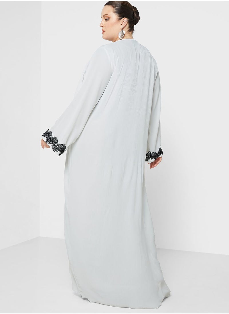 Hayas Closet Curve - Waterfall Trim Abaya - Image 1