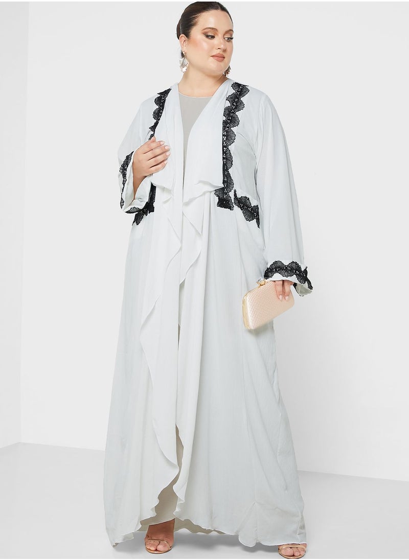 Hayas Closet Curve - Waterfall Trim Abaya - Image 1
