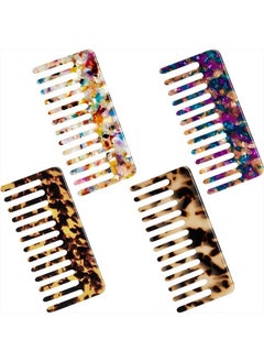 Patelai 4 Pieces Hair Combs for Women Wide Tooth Tortoise Comb for Curly Long Hair Detangling Comb Leopard Pocket Comb Wet and Dry Hair Comb French Hair Tangle Comb for Thick Curly Hair  - Image 1