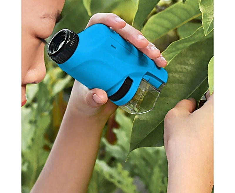 Portable Pocket Microscope: 60X-120X Magnification, Low Power Consumption, Eye-protective LED Lights - Rotatable Lens, Palm-sized for Kids, Christmas Gift Bags: 17*23cm Red Blue Velvet Pouches for Xma - Image 2