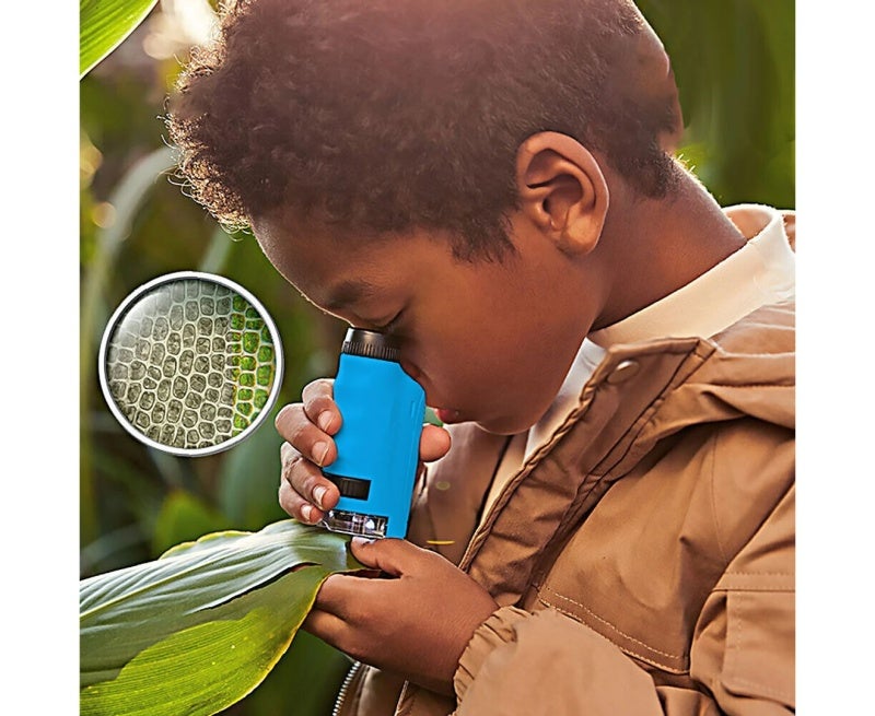 Portable Pocket Microscope: 60X-120X Magnification, Low Power Consumption, Eye-protective LED Lights - Rotatable Lens, Palm-sized for Kids, Christmas Gift Bags: 17*23cm Red Blue Velvet Pouches for Xma - Image 3