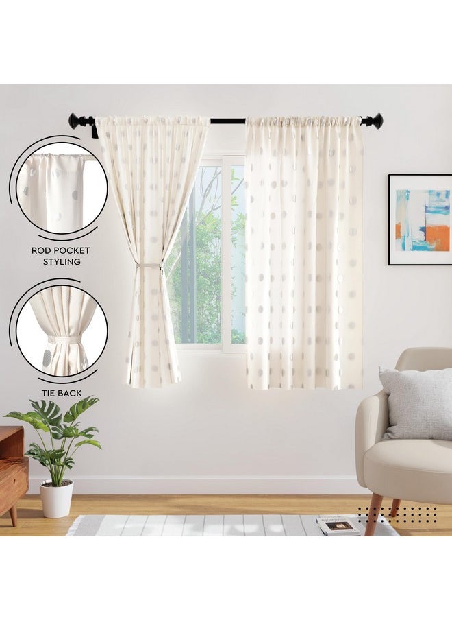 Encasa XO Window Curtain 5 ft Set of 2, Polyester Printed with Rod Pocket, Tie Back, Light-Filtering, Semi Sheer/Transparent Curtains- Kitchen, Bedroom, Living Room (140x152 cm), Dollar Cream - pzsku/ZD2FF06F307875E05FD1DZ/45/_/1738305917/9f57b13a-4db7-4ac4-8454-44d994f0a00f