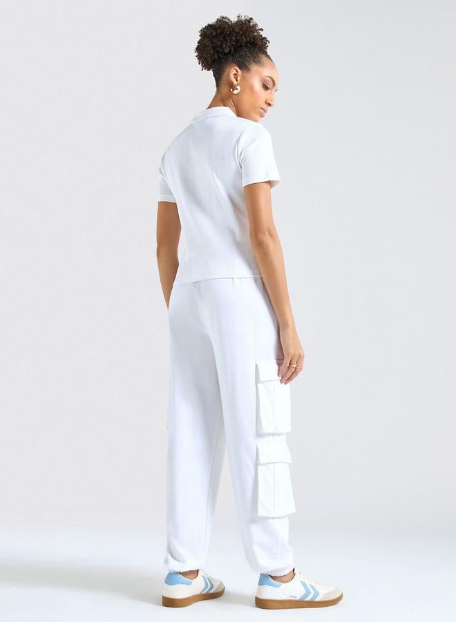 Splash FAV Textured Polo T-shirt and Cargo Joggers Set - Image 3