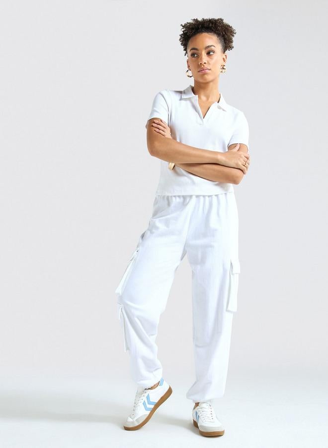 Splash FAV Textured Polo T-shirt and Cargo Joggers Set - Image 1