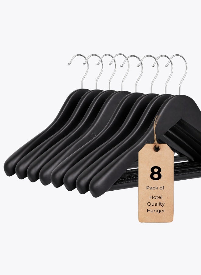 بيرل كوست انترناشيونال Wide Shoulder Wooden Hangers, Hotel Quality Suit Hangers，Heavy Clothes Hanger,with Non Slip Pants Bar and Smooth Finish 360° Silver Hook，for Dress, Jacket, Suit - Image 1