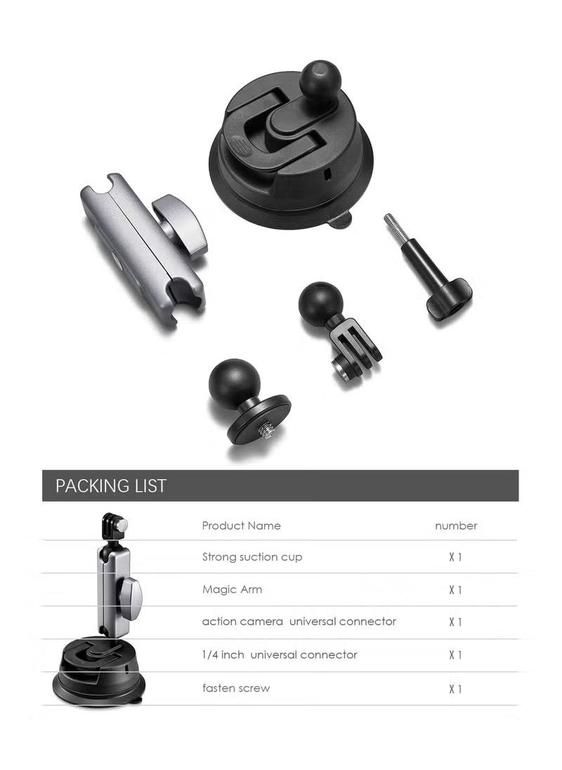 Anmi Anmi Suction Cup Mount for GoPro, Action Camera with 360° Dual Head Ball, Car Suction Cup Holder Suction Cup Mount for Insta360 X3 X2 GoPro Hero 12 11 10 9 8 Accessories, 1 Pcs  - Image 3