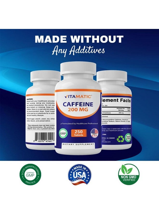 Vitamatic Caffeine Pills 200mg per Serving, 250 Vegetarian Tablets - Image 4