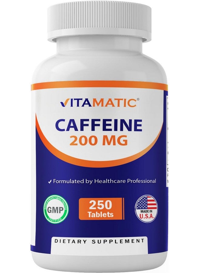 Vitamatic Caffeine Pills 200mg per Serving, 250 Vegetarian Tablets - Image 1