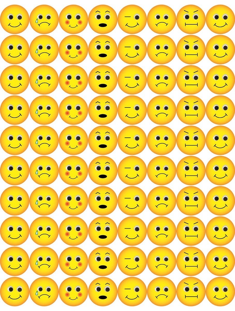 Hygloss Emotion Stickers 12Inch Emoticon Sticker Yellow 240 Pieces 80 Per Sheet 3 Sheets Emotion Sticker for Kids Feelings Mood Bulk Smiley Face for Journaling Crafts