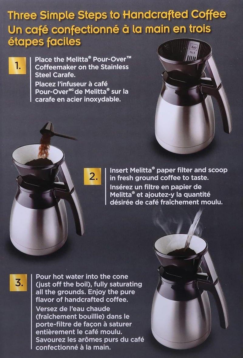 Melitta Melitta PourOver Coffee Brewer  Stainless Steel Carafe Set with Coffee Filters 42 Ounce Set - Image 3