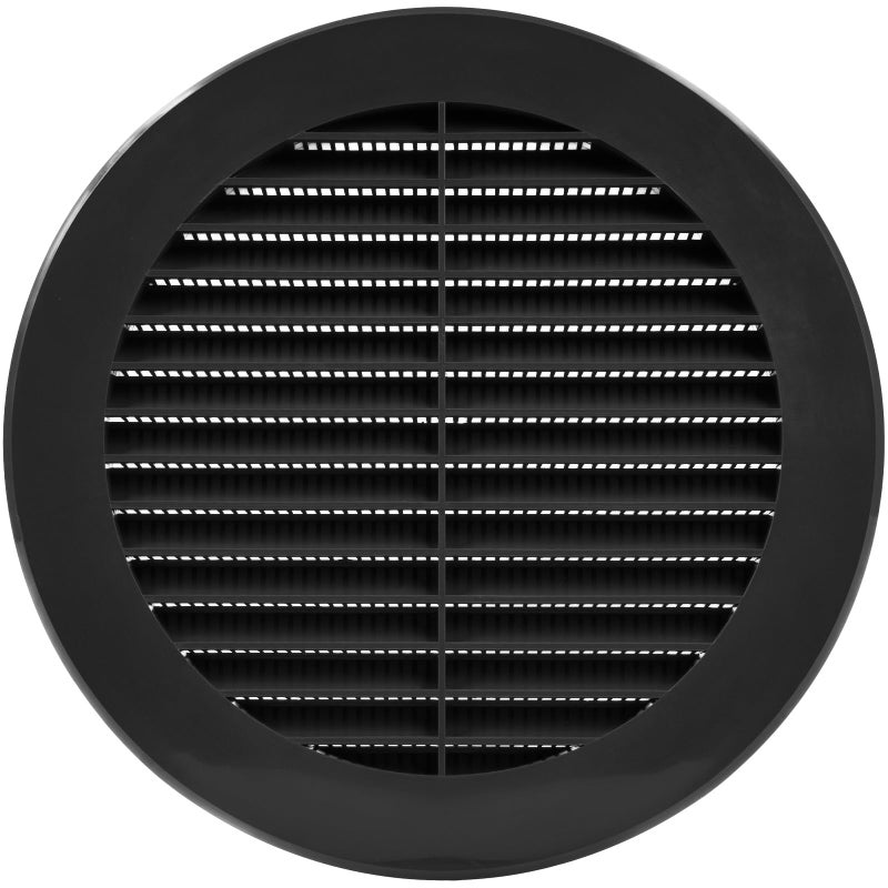 Vent Systems 6 Inch Black Plastic Soffit Vent Cover Round Louvered Air Grille with Builtin Mesh Screen HVAC Ventilation Cover for Bathroom Kitchen Home Office Garage Indoor Outdoor Use