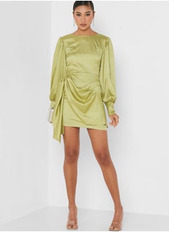 GHOSPELL Asymmetric Crew Neck Balloon Sleeve Dress  - Image 4