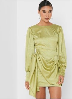 GHOSPELL Asymmetric Crew Neck Balloon Sleeve Dress  - Image 1