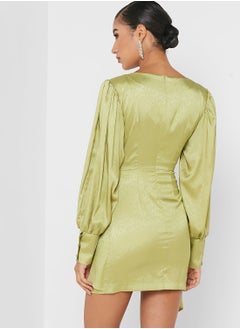 GHOSPELL Asymmetric Crew Neck Balloon Sleeve Dress  - Image 2