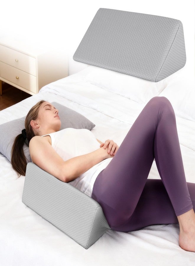 Zantle Small Wedge Pillow for Sleeping, Yoga, Meditation, Stretching, Small Wedge Pillow for Chair and Bed - Provide Support and Relieve Fatigue, Wedge Pillows for Bed Sores, Leg Elevation (Grey) - Image 1