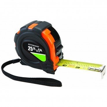 25 ft x 1 Tape Measure Nonslip Rubber Shell Graduated in 116 18 1 and 1 foot stud findings