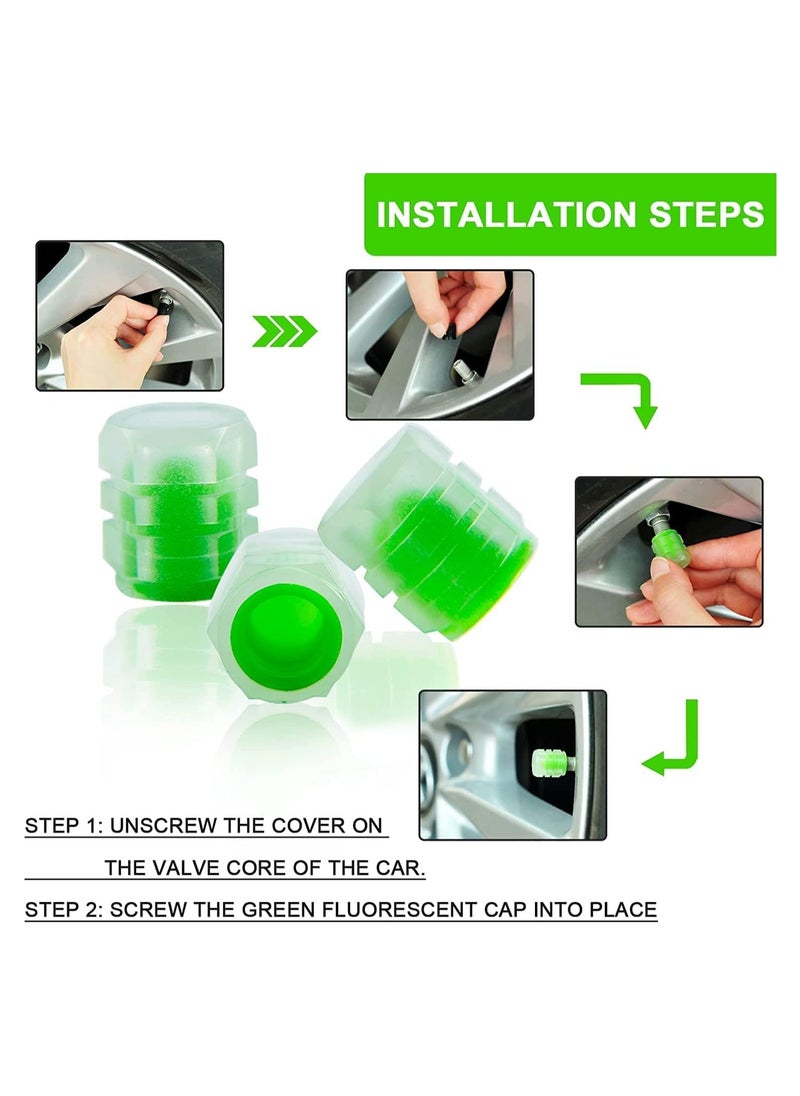 Generic - Universal Fluorescent Car Tire Valve Caps Luminous Tire Valve Stem Caps - 4PCS Luminous Tire Air Cap Corrosion Resistant Universal Car Mouth Cap Caps for Car Tires Truck Motorcycles Bike (Green) - Image 1