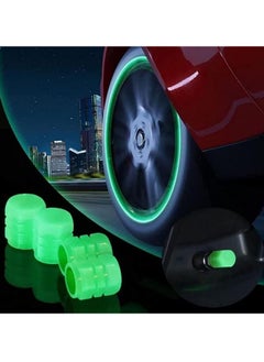 Universal Fluorescent Car Tire Valve Caps Luminous Tire Valve Stem Caps - 4PCS Luminous Tire Air Cap Corrosion Resistant Universal Car Mouth Cap Caps for Car Tires Truck Motorcycles Bike (Green)