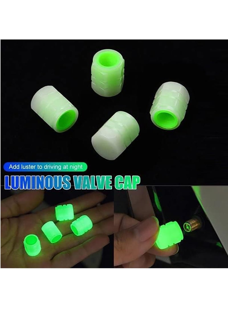 Generic - Universal Fluorescent Car Tire Valve Caps Luminous Tire Valve Stem Caps - 4PCS Luminous Tire Air Cap Corrosion Resistant Universal Car Mouth Cap Caps for Car Tires Truck Motorcycles Bike (Green) - Image 1
