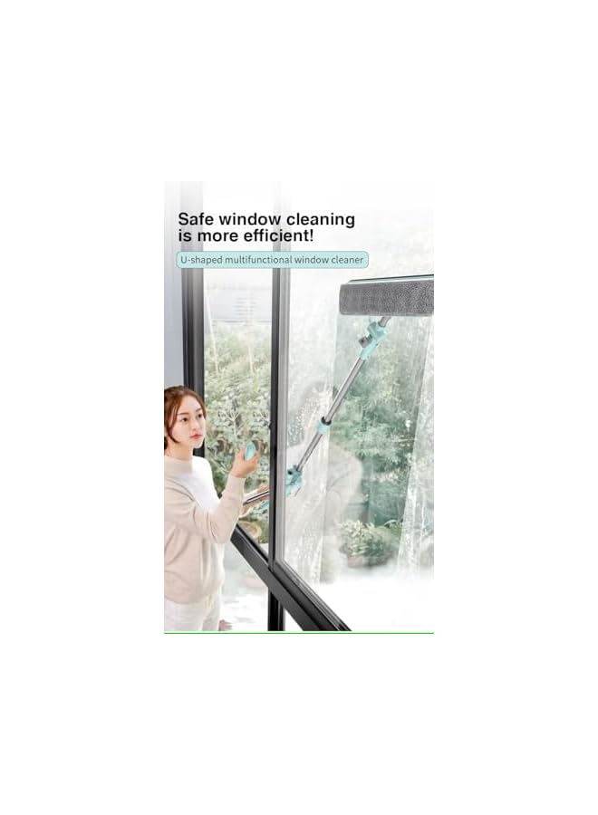 Green Tiger | 3-in-1 U-Shape Window Cleaner | Telescopic Squeegee with Rotatable Head | Adjustable Cleaning Tool for Windows - Image 2