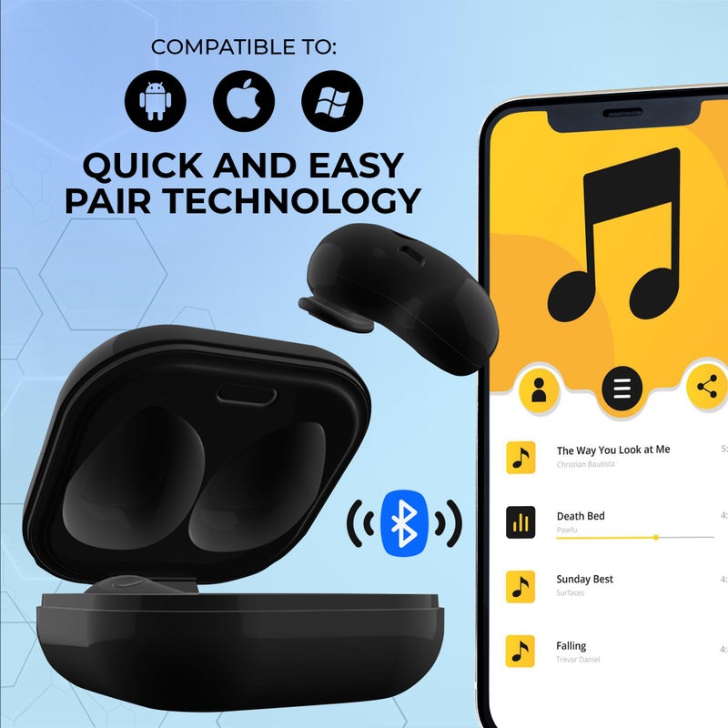 Coby Ultra-Slim True Wireless Earbuds, Ergonomic Bluetooth Earphones with Built-in Microphone, Sweat-Resistant Design and Touch Controls, 33-Foot Range, 5-Hour Playtime, Black - Image 3
