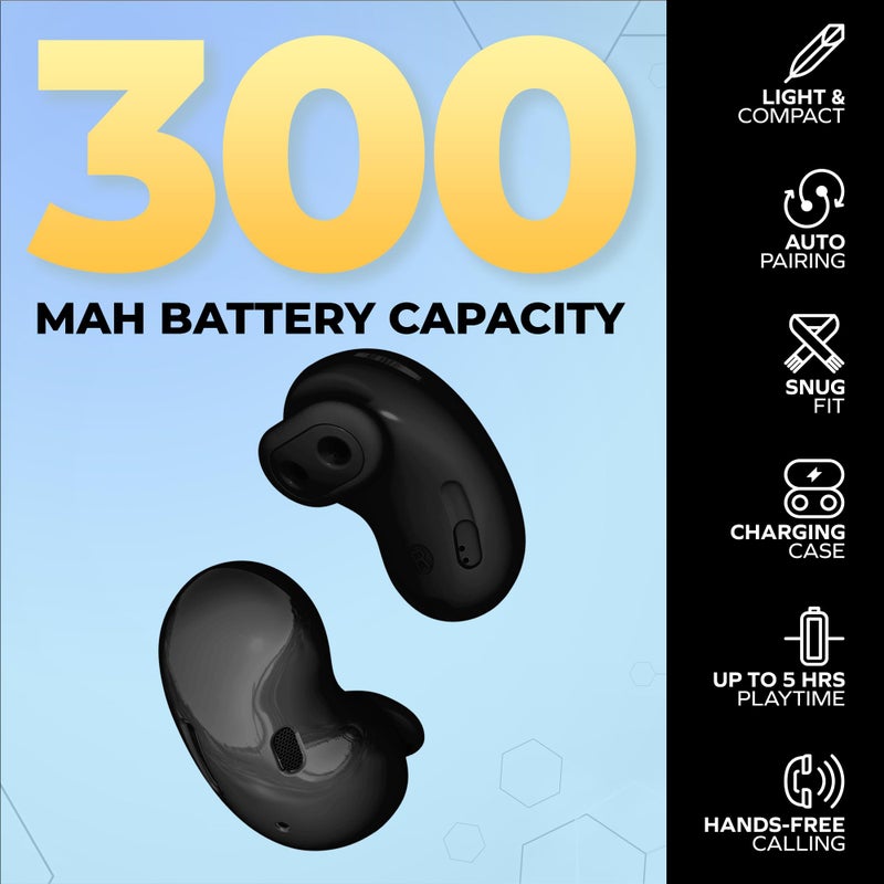 Coby Ultra-Slim True Wireless Earbuds, Ergonomic Bluetooth Earphones with Built-in Microphone, Sweat-Resistant Design and Touch Controls, 33-Foot Range, 5-Hour Playtime, Black - Image 4
