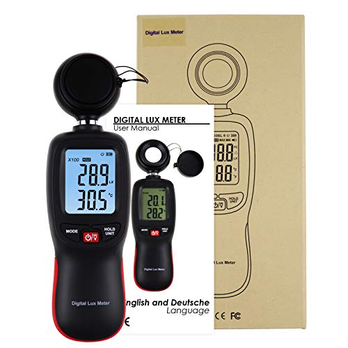 DANOPLUS Lux Meter with Data Record, Digital Light Meter Illuminance Meter, Backlight Lux Temperature Meter 0~200,000 Measurement Range Lux/FC Unit MAX/MIN/Hold Function - Image 3