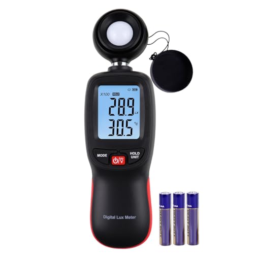 DANOPLUS Lux Meter with Data Record, Digital Light Meter Illuminance Meter, Backlight Lux Temperature Meter 0~200,000 Measurement Range Lux/FC Unit MAX/MIN/Hold Function - Image 1