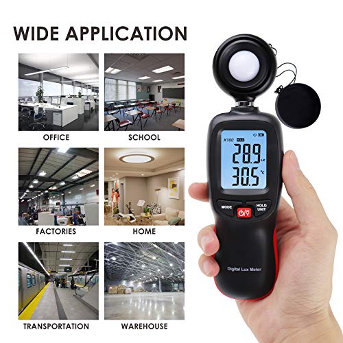 DANOPLUS Lux Meter with Data Record, Digital Light Meter Illuminance Meter, Backlight Lux Temperature Meter 0~200,000 Measurement Range Lux/FC Unit MAX/MIN/Hold Function - Image 2