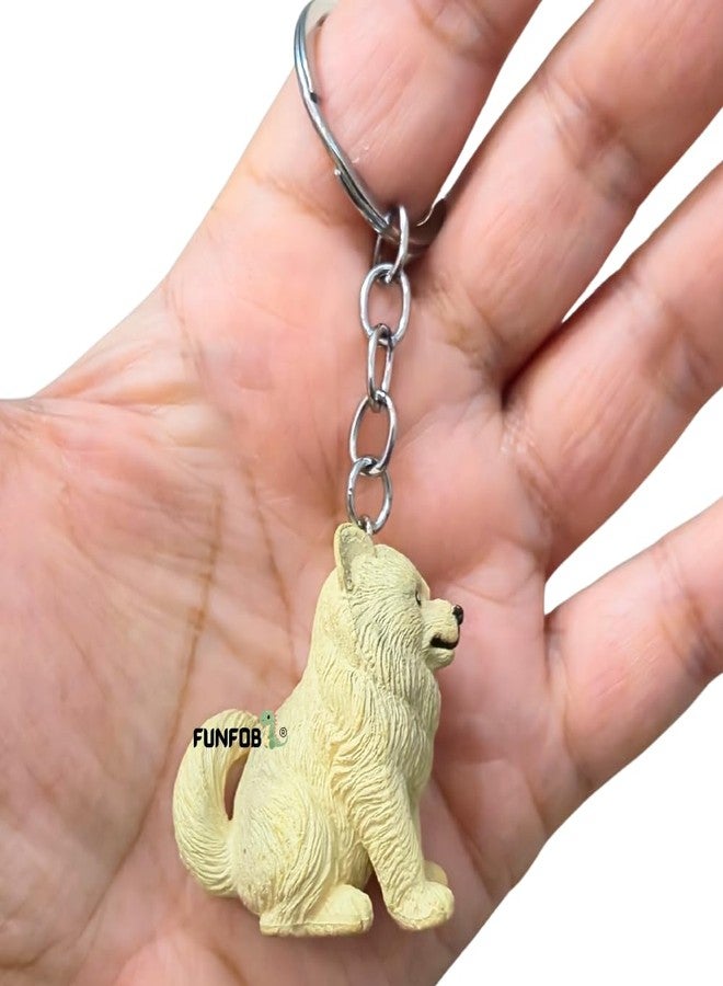 FUNFOB Dog Keychain Collectible For Boys & Girls Puppy Keychain Gifting | Cream Dog - Image 4