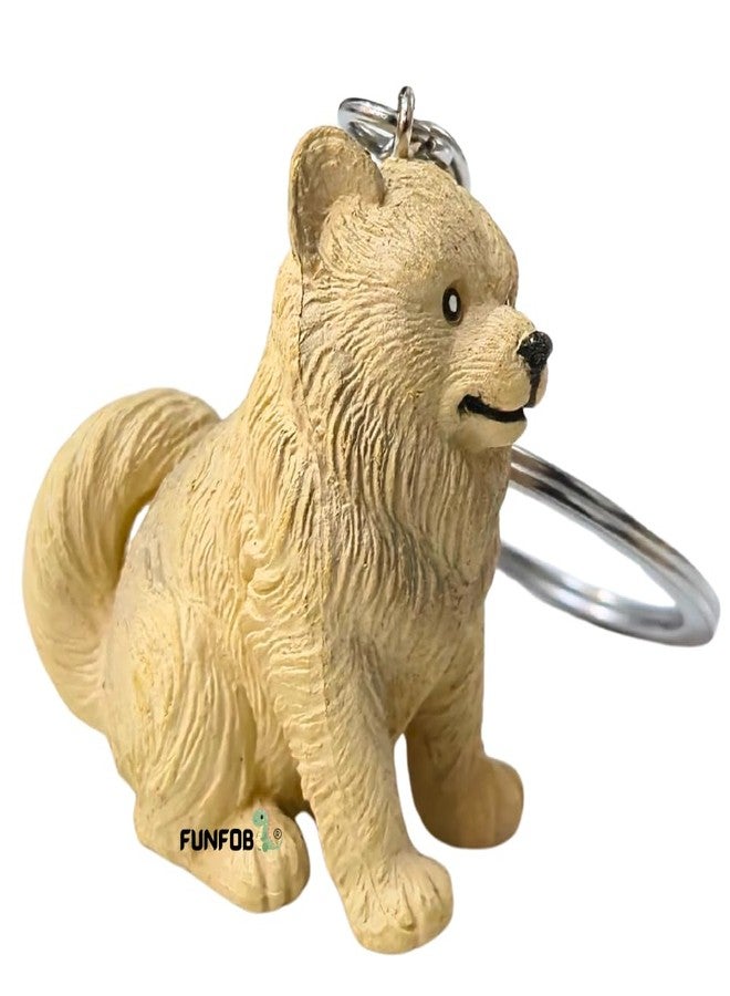 FUNFOB Dog Keychain Collectible For Boys & Girls Puppy Keychain Gifting | Cream Dog - Image 1