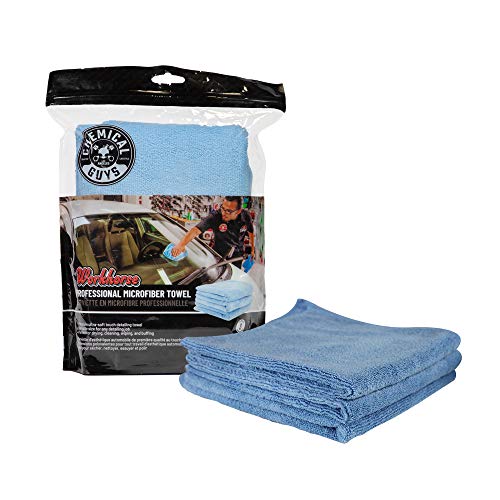 Chemical Guys MICBLUE03 Workhorse Professional Microfiber Towel, Blue (Safe for Car Wash, Home Cleaning & Pet Drying Cloths) 16" x 16", Pack of 3 - Image 2