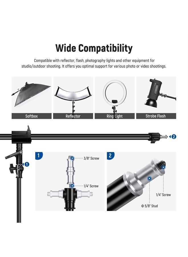 NEEWER Air Cushioned Aluminum Light Stand, 9.8ft/3m Adjustable Photography Stand with Boom Arm, Counterweight, Sandbag, 1/4" Screw for Softbox, Studio Light, Flash, Umbrella, Ring Light, Max Load 5kg - Image 4