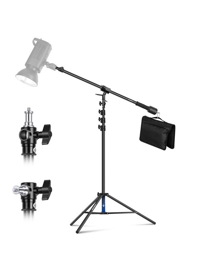 NEEWER Air Cushioned Aluminum Light Stand, 9.8ft/3m Adjustable Photography Stand with Boom Arm, Counterweight, Sandbag, 1/4" Screw for Softbox, Studio Light, Flash, Umbrella, Ring Light, Max Load 5kg - Image 1