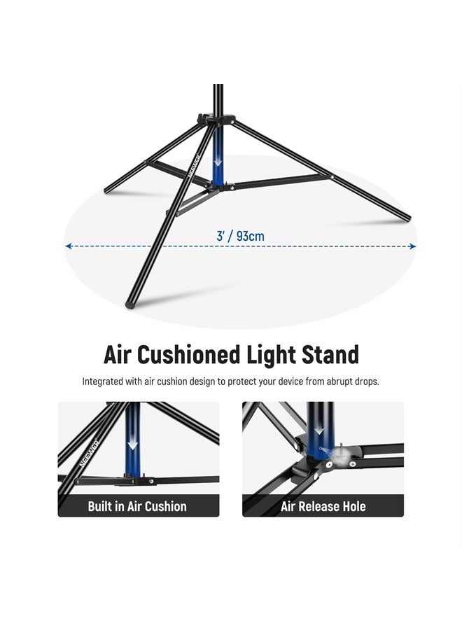 NEEWER Air Cushioned Aluminum Light Stand, 9.8ft/3m Adjustable Photography Stand with Boom Arm, Counterweight, Sandbag, 1/4" Screw for Softbox, Studio Light, Flash, Umbrella, Ring Light, Max Load 5kg - Image 3