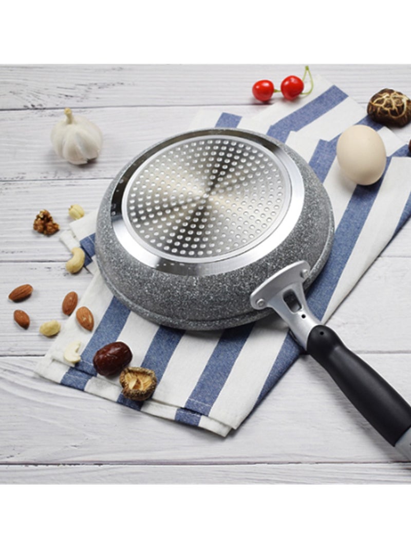 AROAQ مقلاة ذكية مع طلاء رخامي، مقلاة ألمنيوم بمقبض مقاوم للحرارة، مقلاة غاز لطهي شرائح اللحم، مجموعة أدوات طهي للمطبخ (مقلاة ووك 24 سم) - Image 2