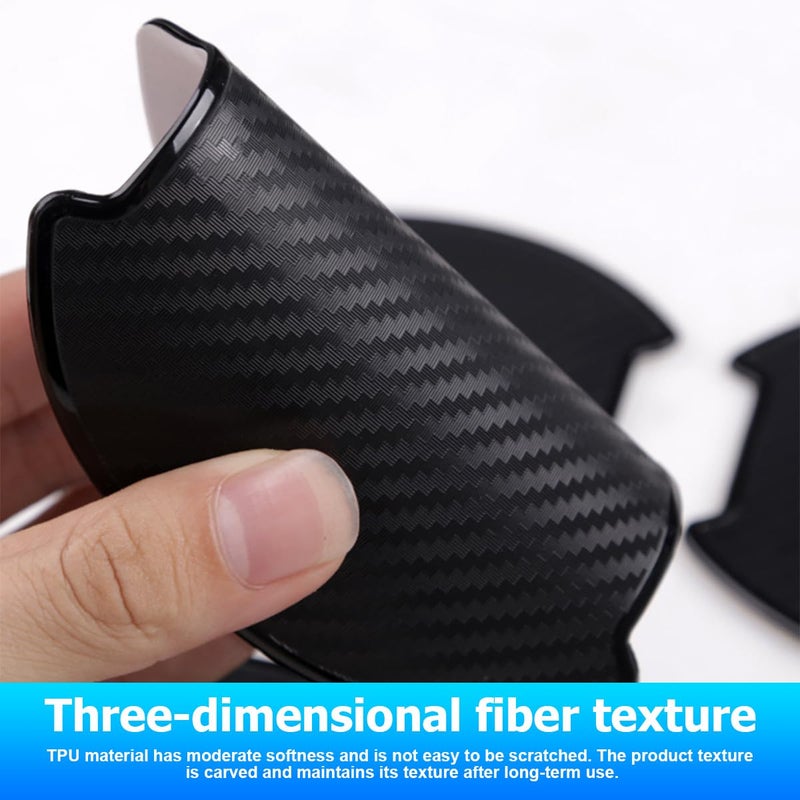 Mandark Car Door Handle Cup Scratch Protector, 4PCS 3D TPU Carbon Fiber Vehicle Door Bowl Sticker, Automotive Door Handle Paint Protective Film Cover Accessories, Universal for Most Cars (Large) - Image 4