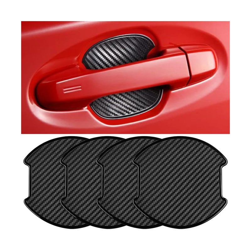 Mandark Car Door Handle Cup Scratch Protector, 4PCS 3D TPU Carbon Fiber Vehicle Door Bowl Sticker, Automotive Door Handle Paint Protective Film Cover Accessories, Universal for Most Cars (Large) - Image 1