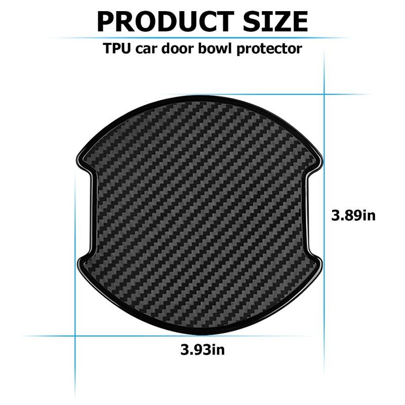 Mandark Car Door Handle Cup Scratch Protector, 4PCS 3D TPU Carbon Fiber Vehicle Door Bowl Sticker, Automotive Door Handle Paint Protective Film Cover Accessories, Universal for Most Cars (Large) - Image 2