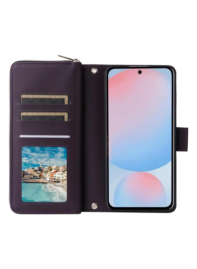 اس-توب جراب لهاتف Samsung Galaxy A56 مزود بتسع فتحات للبطاقات وحقيبة محفظة جلدية بسحاب - Image 4